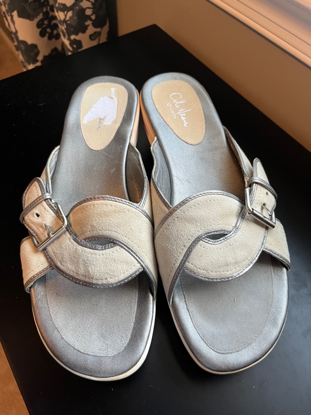 Cole Haan Cream Buckle Slide Mules